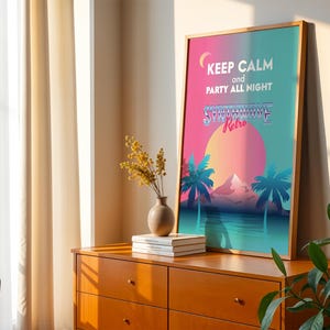 Synthwave Retro Wall Art – Neon Vaporwave Poster, 80s Aesthetic Print, Party Room Decor