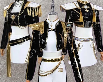 Costume da cacciatore di demoni Kpop in oro nero - Cacciatore di demoni - Cosplay di Halloween