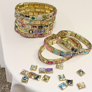 Custom Italian Charm Bracelet, Handmade Italian Watch Bracelets for Women Gifts, Gold Italy Charms Bracelet, Vintage Best Friend Bracelet