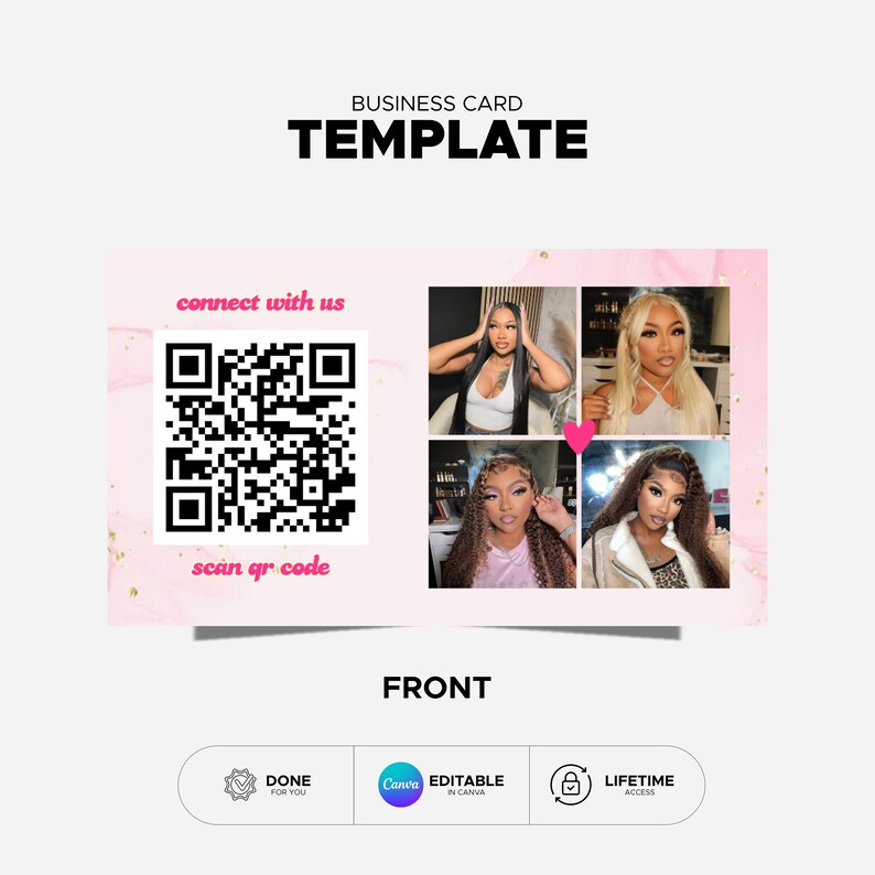 Beauty Salon Business Card Template Editable Canva MUA Beauty Business Card Template Pink Beauty Salon Card Template DIY Hair Business Card