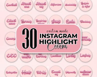 May include: Thirty pink and white Instagram highlight covers with text in a pink, glittery font. The text includes "Contact", "About Us", "Affiliate", "Mailing", "Babies & Toys", "Client Care", "Brows", "Business", "Shop", "Sale", "Bookings", "Congrats", "CEO", "Say Hello", "Services", "Location", "Links", "Lashes", "Subscription", "Hair", "FAQ", "Email Us", "Discounts", "Anything Goes".