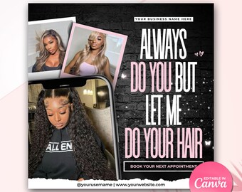 Wig Flyer Hair Special Flyer Hair Install Wig Specials Flyer Wig Deal Flyer Bestie Hair Deal Wig Stylist DIY Flyer Wig Sale Book Now Flyer