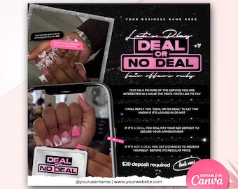 Nail Deal Flyer Nail Booking Flyer Nail Special Deal Flyer Nail Tech Flyer Deal or No Deal Nail Tech Flyer Nail Book Now Flyer Nail Specials
