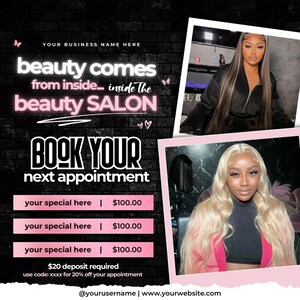 Hair Booking Flyer Wig Flyer Hairstylist Flyer Hair Extension Flyer DIY Hair Deals Flyer Hair on Hand Flyer Hairstylist Deal Flyer Template
