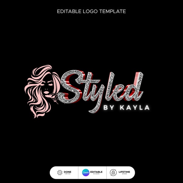 DIY Beauty Logo Beauty Branding Logo Template Editable Canva Logo Design Hair Logo MUA Branding Stlyist Logo Template for Beauty Hair Braids