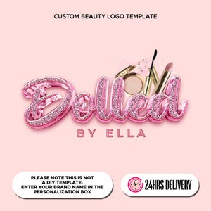 DIY Beauty Logo Custom logo design edit in Canva Logo MUA Branding Dolled Logo Template for Beauty Brand Hair logo design Lash Logo template