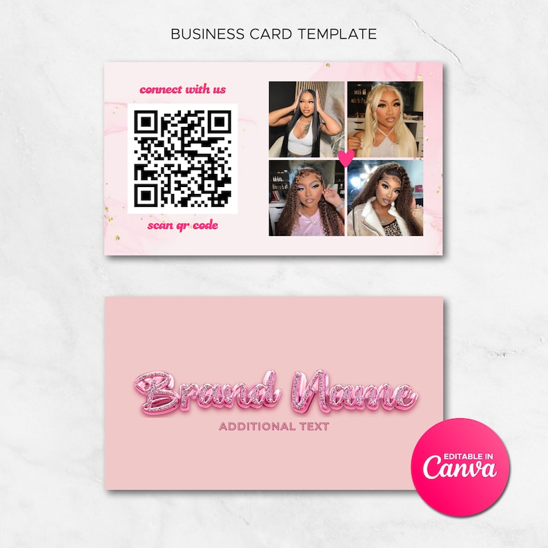 Beauty Salon Business Card Template Editable Canva MUA Beauty Business Card Template Pink Beauty Salon Card Template DIY Hair Business Card