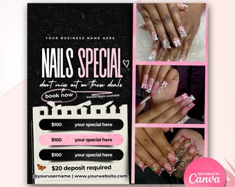 Nail Flyer Nail Tech Booking Flyer Nail Tech Book Now Flyer DIY Booking Flyer Nails DIY Template Flyer for Nails Special Flyer DIY Nail Deal