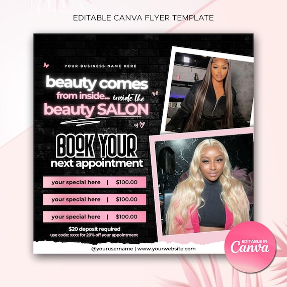 Hair Booking Flyer Wig Flyer Hairstylist Flyer Hair Extension Flyer DIY Hair Deals Flyer Hair on Hand Flyer Hairstylist Deal Flyer Template