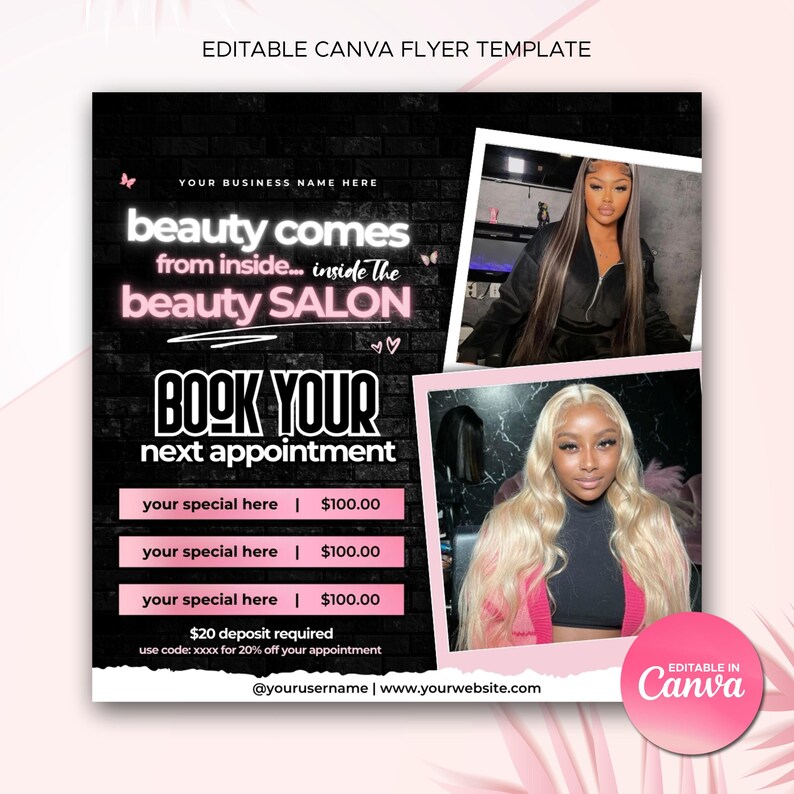 Hair Booking Flyer Wig Flyer Hairstylist Flyer Hair Extension Flyer DIY Hair Deals Flyer Hair on Hand Flyer Hairstylist Deal Flyer Template