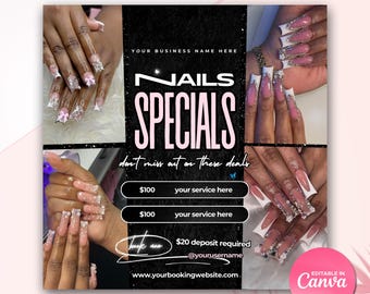 Nail Flyer Nail Tech Booking Flyer Nail Tech Book Now Flyer DIY Booking Flyer Nails DIY Template Flyer for Nails Special Flyer DIY Nail Deal
