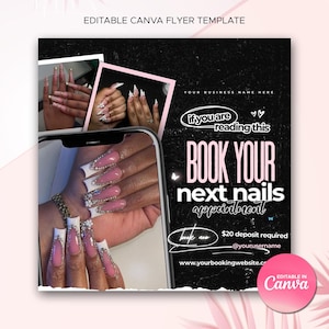 Folleto de uñas Folleto de reserva de Nail Tech Folleto de reserva de Nail Tech ahora Folleto de reserva DIY Plantilla de uñas DIY Folleto para uñas Folleto especial Oferta de uñas DIY