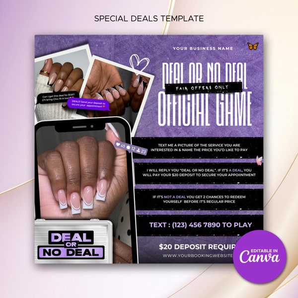 Nails Flyer Special Flyer Template for Nail Tech May Booking Template Deal Or No Deal Nails Special Deals Template Spring Season Deals Flyer