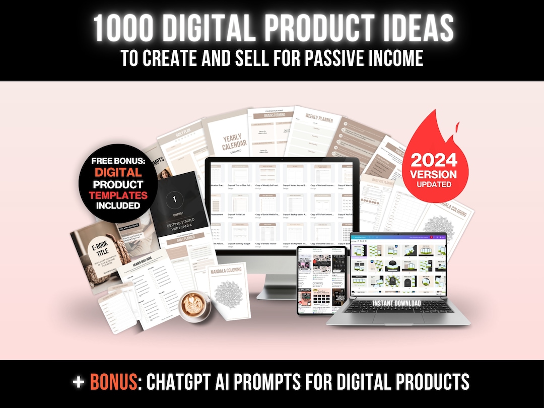 1000 Digital Product Ideas for Passive Income Etsy Digital Product ...
