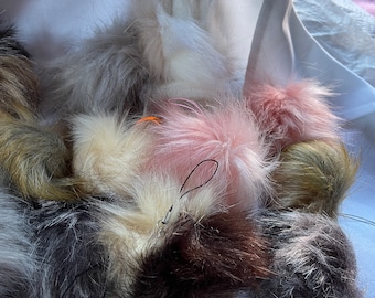 Natural Furry Puff Ball Keychains / Purse Accent / Novelty / Small Gift / Stocking Stuffer / Fashion Accessory