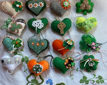 Celtic Love Tokens / Felt Irish Hearts / St Patricks Day / Custom Order / Lucky Charms / Folk Art / Choose 3