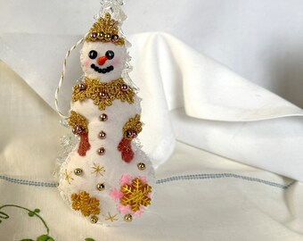 Quilty Critters® / Snow Queen / Snow Woman Ornament / Novelty / Folk Art / Small Gift / Decoration / Christmas