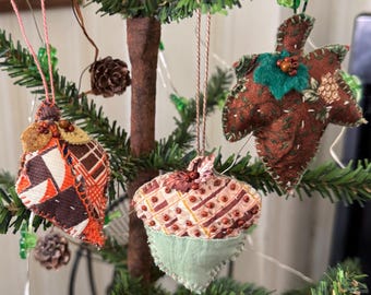 Tiny Nature series / Quilty Balsam Sachets / Trio / Autumn Leaf Ornaments / Novelty / Gift