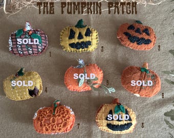 Mini Pumpkin Magnets / Autumn Jack O' Lanterns / Season Decor / OOAK / Novelty / Folk Art