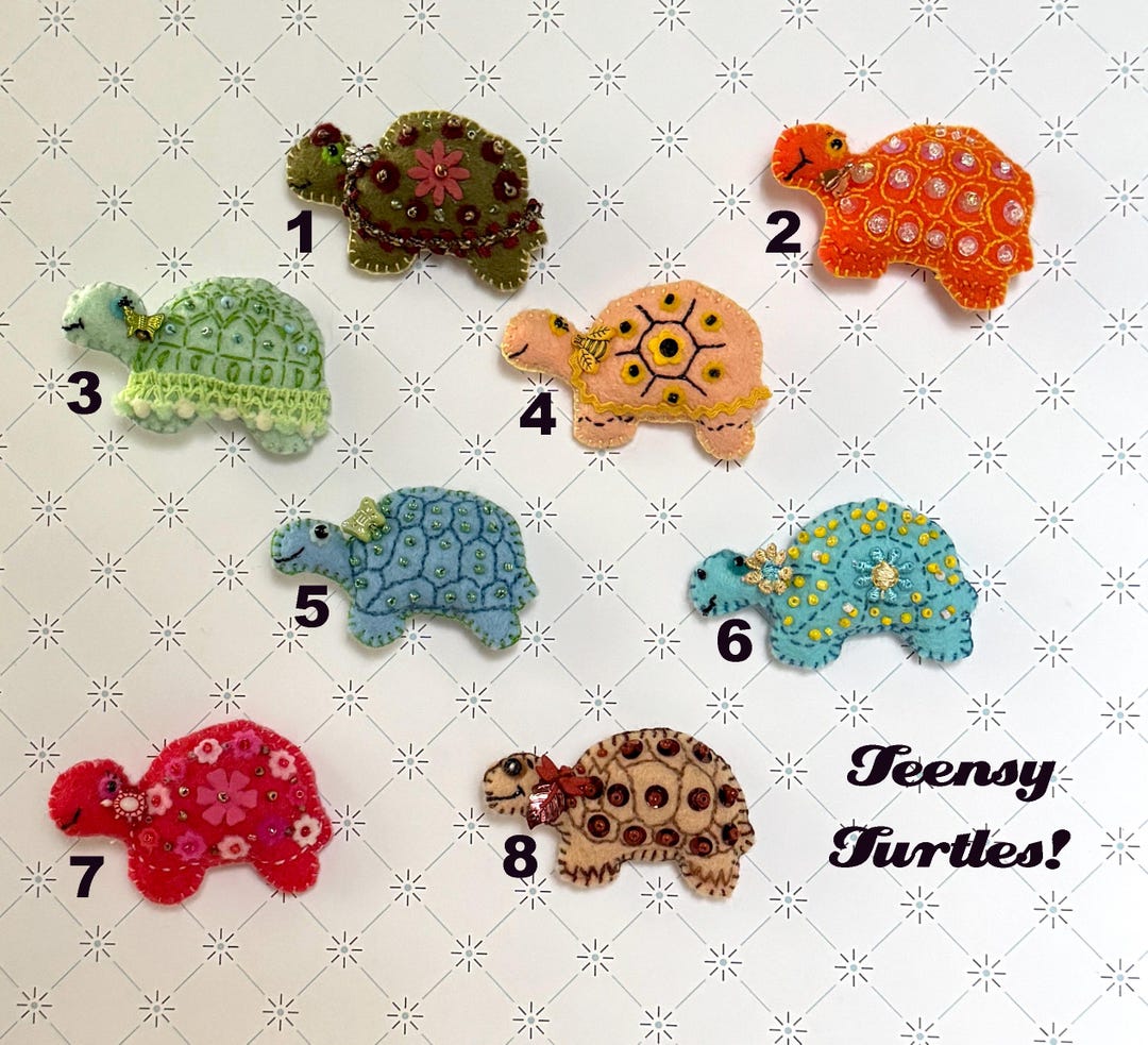 Turtle Races With Magnets Felt Beaded Turtle Magnets / OOAK / Folk Art / Party Favor / Quilty ...