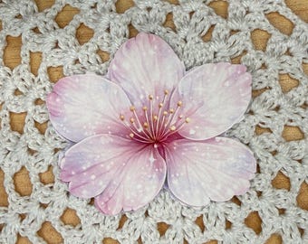 Pink Blue Cherry Blossom Flower Die Cut Sticker Set (Journaling)