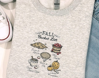 Embroidered Fall Bucket List Crewneck Sweatshirt
