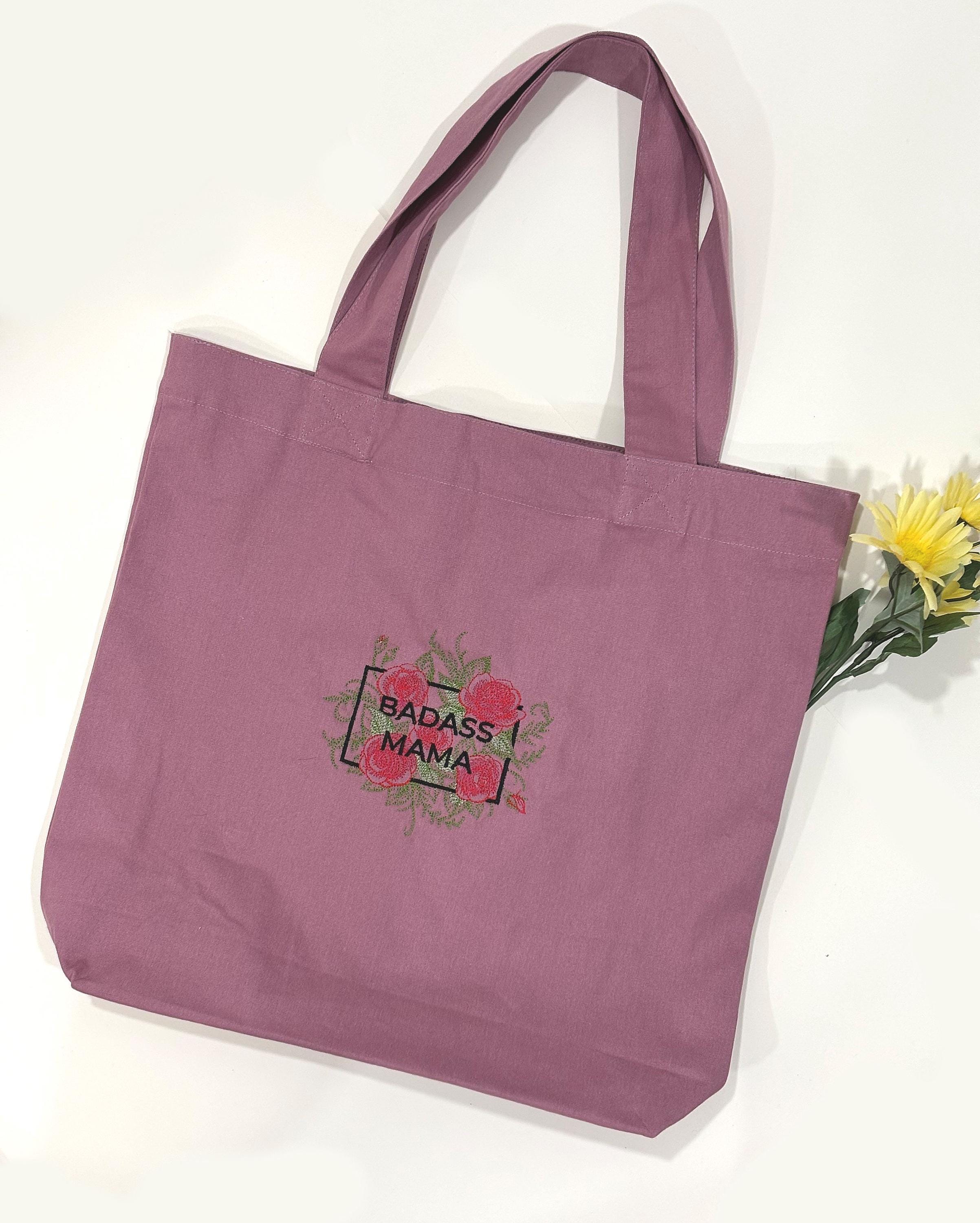 Badass Mama刺繍キャンバストートバッグ - 花柄ママギフト - Etsy 日本