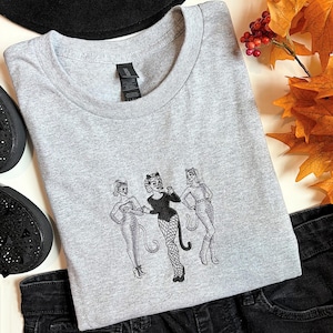 Vintage Pinup Halloween Costumes Embroidered T-shirt | Vintage Shirt | Retro Shirt | 1940s Pinup | Cat Costume Shirt | Halloween Pinups