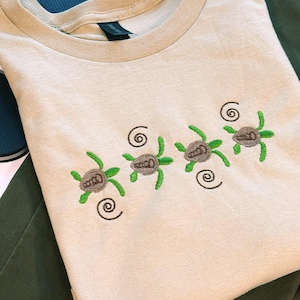 Sea Turtle Embroidered T-Shirt: Beach Crewneck Tee
