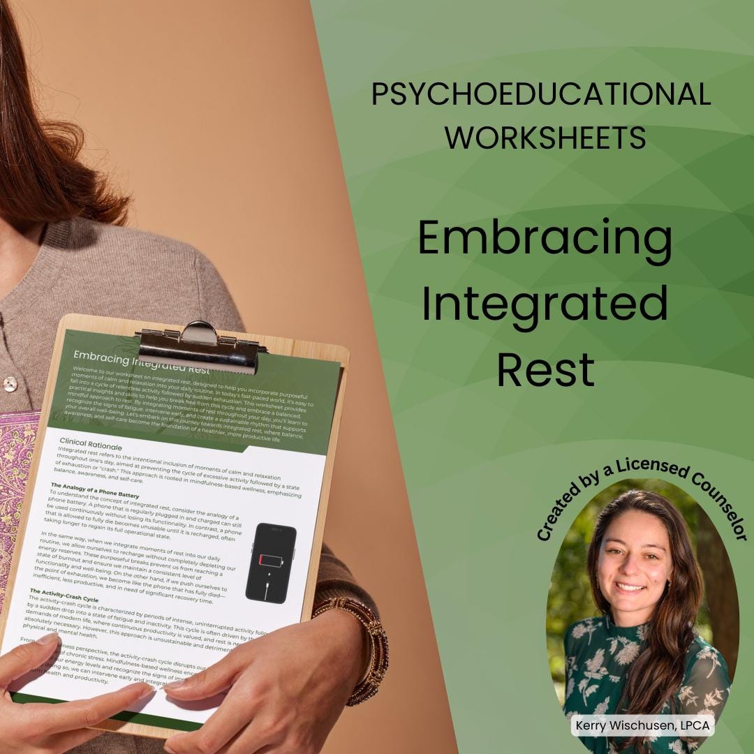 Embracing Integrated Rest Worksheet - Etsy