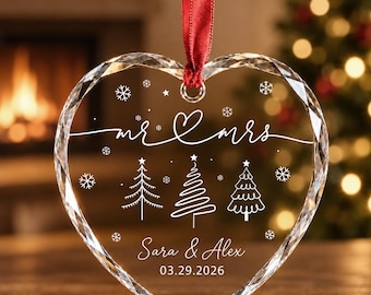 Personalized First Christmas Married Ornament, Our First Christmas as Mr and Mrs Ornament, Newlywed Couple Gift, Wedding Keepsake Ornament