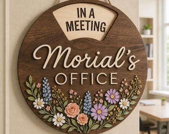 Personalized Wildflower Office Status Spinner Sign, Custom Rotating Office Door Sign, Floral Office Decor, Office Gift for Her