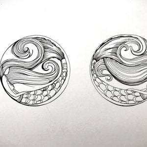 Mermaid Women twin flame Pen Illustration