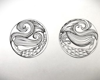 Mermaid Women twin flame Pen Illustration