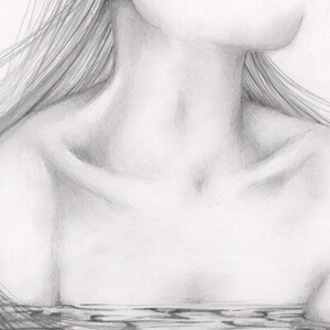 Woman Waiting illustration drawing of a woman and water