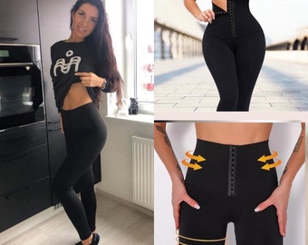 Leggings gainants élastiques ajustables corset taille haute, contrôle du ventre confortable et respirant