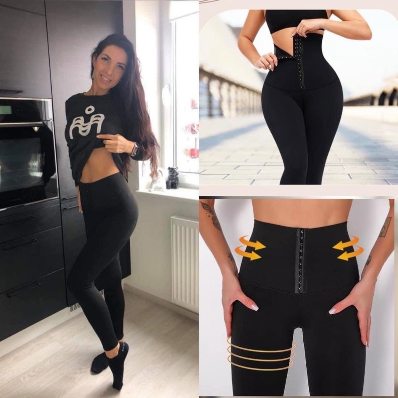 Leggings gainants élastiques ajustables corset taille haute, contrôle du ventre confortable et respirant image 1