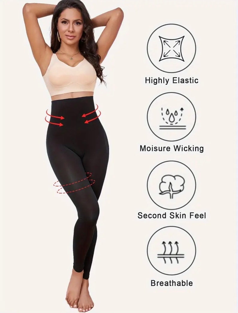 Leggings sculptants unis, sportifs, taille haute, confortables et respirants pour le ventre image 1