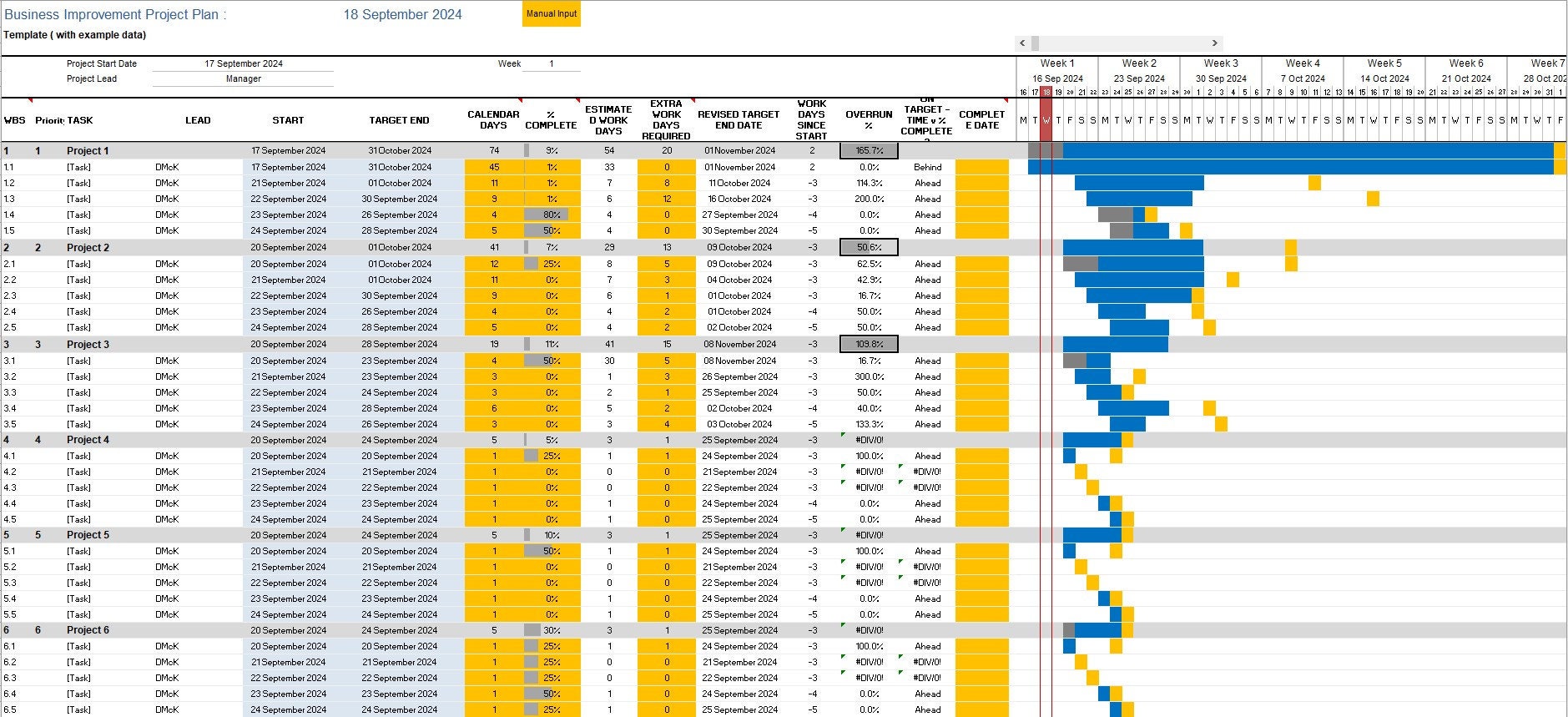 Project Tracker with Dynamic GANTT ; Overview and Risk Management