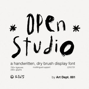Open Studio Sans - uma fonte de exibição de pincel seco, manuscrita, com estilos alternados