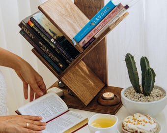 Tabletop Bookshelf, Tree Shape Bookshelf, Book Storage Organizer, Bookshelves, Book Display, Small Bookshelf
