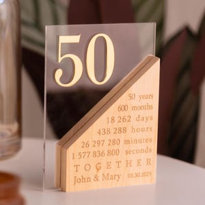 Regalo personalizzato per il 50° anniversario. Regalo per gli anni trascorsi insieme. Regalo di anniversario sentimentale per la moglie. Regalo per una data importante. Regalo minimalista.