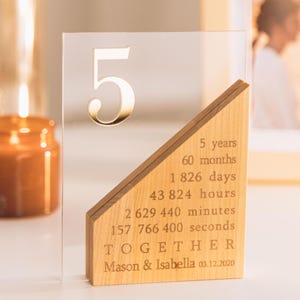Geschenk zum 5-jährigen Jubiläum Die gemeinsame Zeit zählen Besonderes Jubiläum Geschenk Wichtiges Datum Sentimentales Jubiläum Geschenk Jahre Monate Wochen Tage