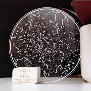 Geschenk für Sie, Geschenke für Paare, Sternenkarte auf Acryl, Sternkarte nach Datum, Verlobungsgeschenke, personalisierte Konstellationskarte.