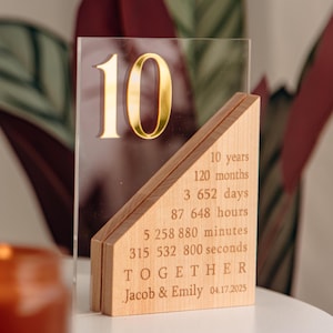 Cadeau d'anniversaire sentimental. Cadeau personnalisé de 5e anniversaire pour femme. Années Mois Semaines Jours. Cadeau important pour un rendez-vous galant. Cadeau minimaliste.
