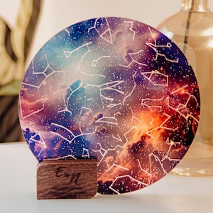 Regalo de aniversario para ella, luz nocturna con mapa estelar, regalos para parejas, mapa estelar personalizado por fecha, regalos de compromiso, mapa de constelaciones personalizado