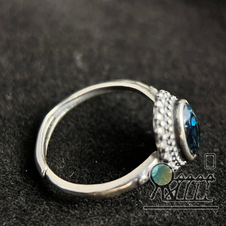 Vintage London Blue Topaz Ring Designer 925 Sterling Silver Birthday ...