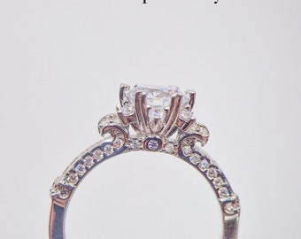 Halo Flower Unique Moissanite Ring 1 Carat Engagement S925 Sterling Silver Ring for Her Diamond White Gold Plated Promise Wedding Solitaire