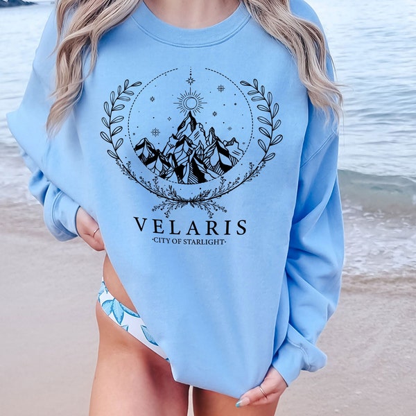 Velaris City of Starlight Graphic Sweatshirt,  Unisex Casual Pullover,Gold Mountain Circle Design,Best Tee