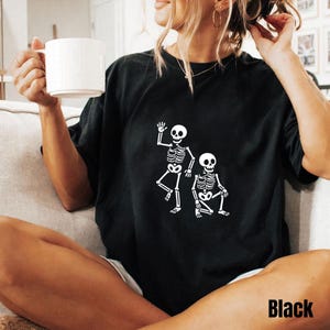 Funny Skeleton Halloween Shirt, Dancing Skeletons T-Shirt, Spooky Cute Graphic Tee, Unisex Skeleton Couple Shirt, Party Shirt